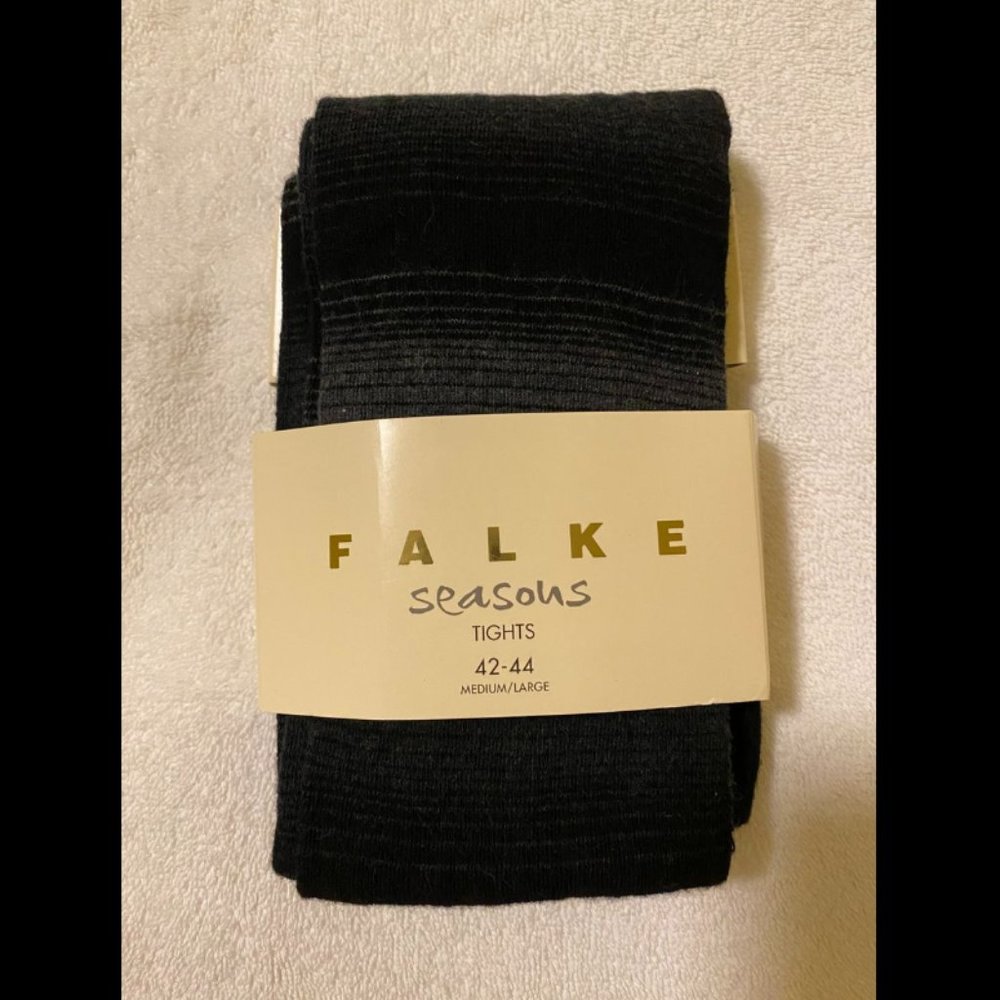 Falke Seasons Tights - Black and Charcoal Variated Stripe